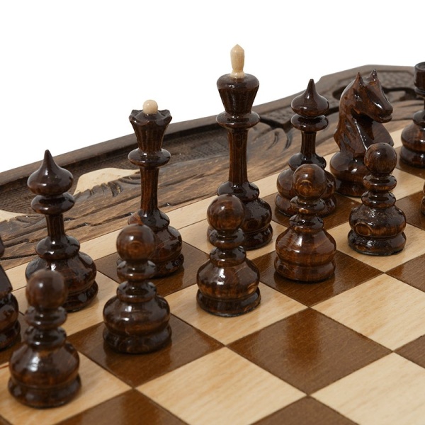 Шахматы + Нарды резные c Араратом 50, Haleyan Артикул: kh115 