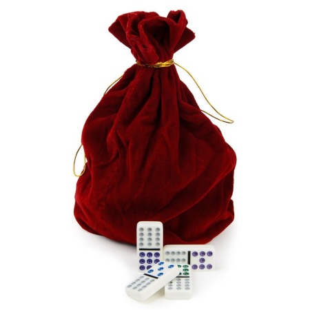 Домино с цветными точками в красном бархатном мешочке (12 точек) Артикул: RTE-0555r 