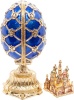 Яйцо под Фаберже "Двойное с ХВБ" среднее 11 см цв.синий арт. 755322 