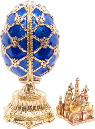 Яйцо под Фаберже "Двойное с ХВБ" среднее 11 см цв.синий арт. 755322 