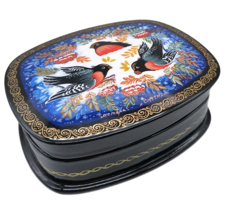 Шкатулка Мстера "Снегири" 11х9 см. арт. 995368