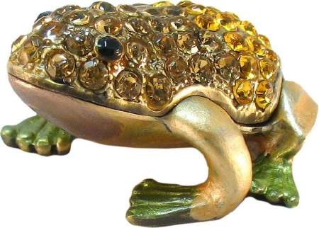 Шкатулка "Лягушка" со стразами, цвет коричневый арт. BP1553B1 