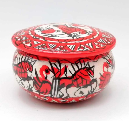 Мезенская роспись "Шкатулка на белом" 4х3 см арт. 767677204