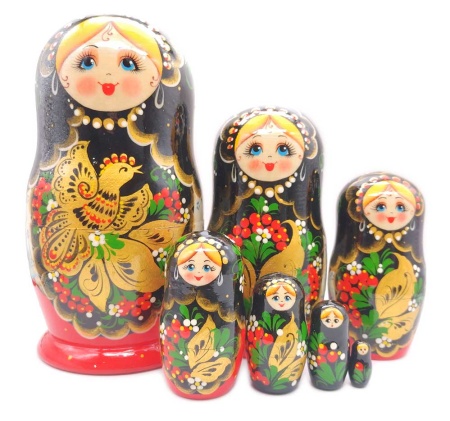 Матрешка "Жар птица" хохлома 21 см. 7 мест арт. 5763233