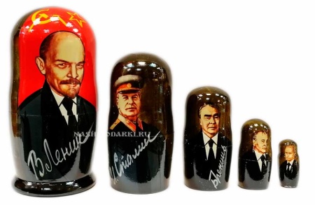 Матрешка "Ленин" 18 см 5 мест арт. 921137  Матрешка "Ленин" 18 см 5 мест арт. 921137