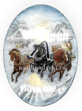 Авторская шкатулка "Зимняя тройка" 12х9 см. арт. 9646