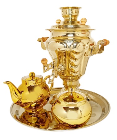картинка Набор самовар этектрический 3 л "Ваза" под золото арт. 8768963 Москва