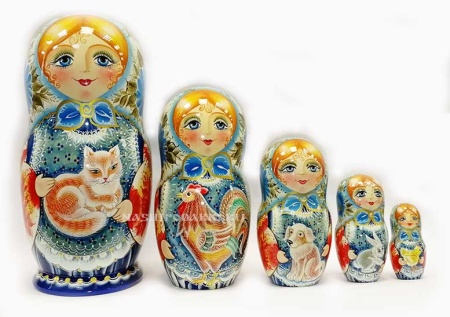 Матрешка "Авторская"  5 мест 18см арт. 74781  Матрешка "Авторская"  5 мест 18см арт. 74781