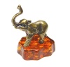 Фигурка из латуни с янтарем Слон средний арт. 1191