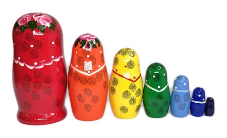 Матрешка разноцветная Семеновская 7 мест 18 см. арт. 793454