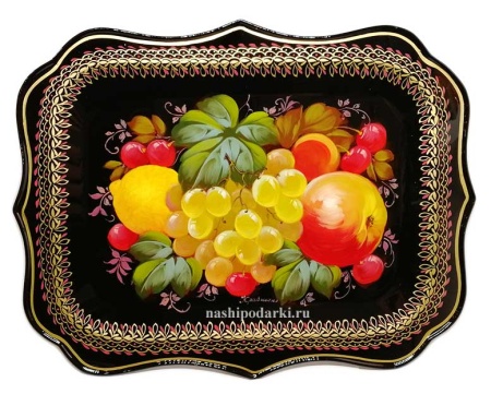 Металлический авторский поднос с фруктами 34х27 см. арт. 5467221 