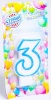 Свеча восковая для торта "Цветной ободок" цифра 3, цвета МИКС арт. 403513 