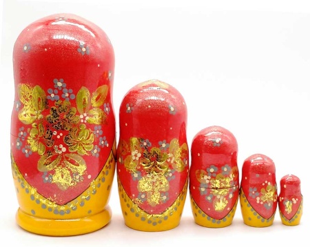 Матрешка "Золотые розы" 18 см. 5 мест арт. 962511