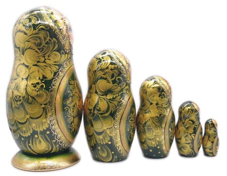 Матрешка авторская Тверская зеленая 18 см. 5 мест арт. 6465611