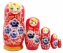 Матрешка красная 16 см. 5 мест арт. 86509
