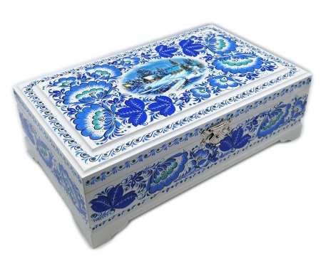 Шкатулка деревянная под гжель 23х14 см. арт. 587322
