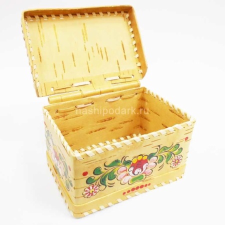 картинка Береста Туес "Лесная птичка" 13х8см арт. 220119135 магазин русских сувениров  Наши подарки