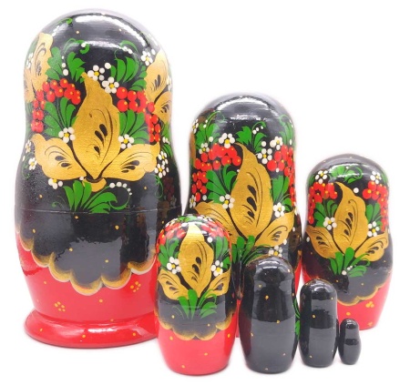 Матрешка "Жар птица" хохлома 21 см. 7 мест арт. 5763233