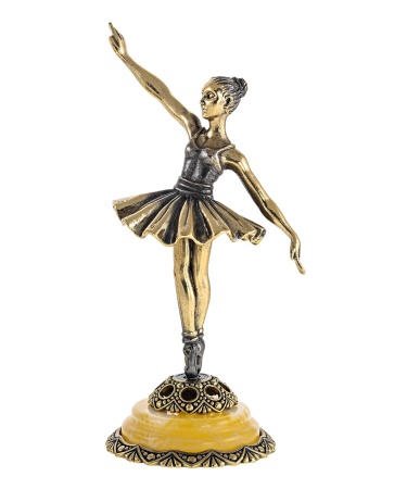 Фигурка из латуни с янтарем Балерина большая 2 85х110 мм. арт. 2559
