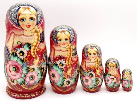 Матрешка цветочная 19 см. 5 мест арт. 8754119