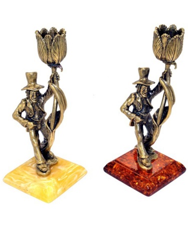 Подсвечник Трубочист из янтаря арт. 503