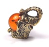 Фигурка из латуни с янтарем Счастливый слон арт. 1288