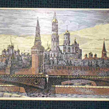 Гравюра на латуне "Кремль. Набережная Москвы реки" 22х17см Арт. 290119172