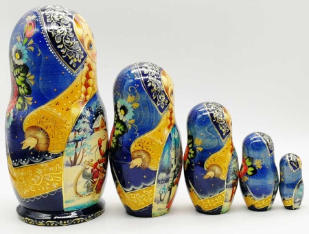 Матрешка "Зимнее раздолье" 19 см. 5 мест арт. 92654