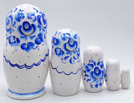 Матрешка под гжель 17 см. 5 мест. арт. 972288