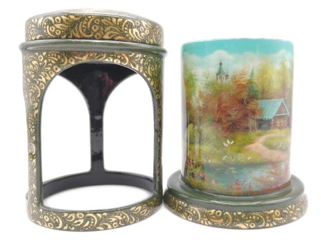 Шкатулка лаковая "Беседка летняя" 11х7 см. арт. 7687533