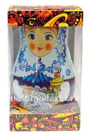 Чай шкатулка подарочная «МАТРЁШКА» (Синяя), 50 г. 16х9см Чай шкатулка подарочная «МАТРЁШКА» (Синяя), 50 г. 16х9см