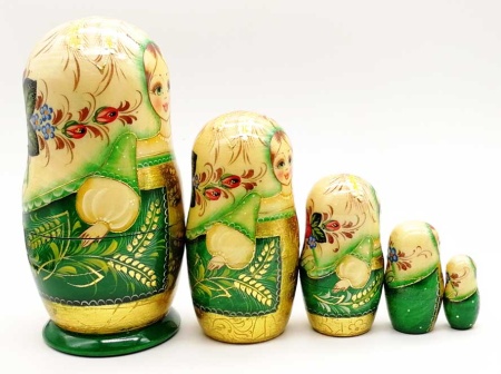 Матрешка авторская "Изумрудный колос" 17 см. арт. 55468