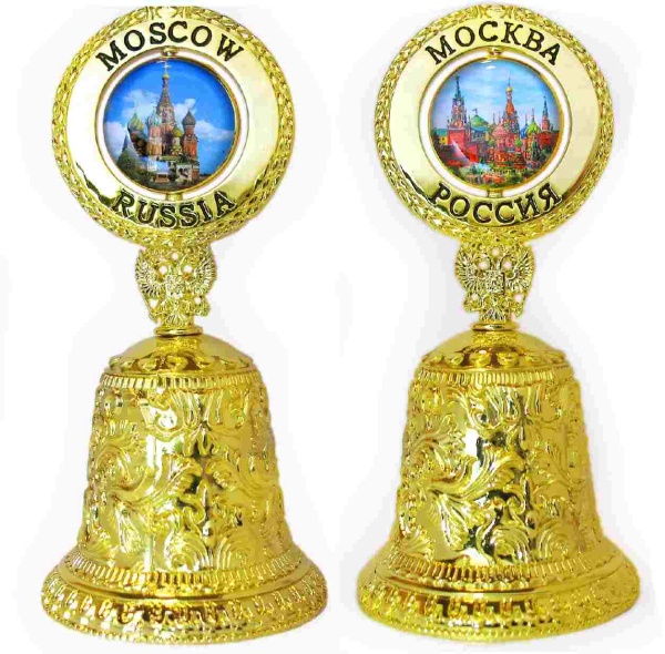 Колокольчик "Москва" с цветной вставкой, высота 9,5 см арт. 7855333