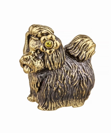 Собака Йорк с цветочком без подставки 30х33 мм. арт. 824.1