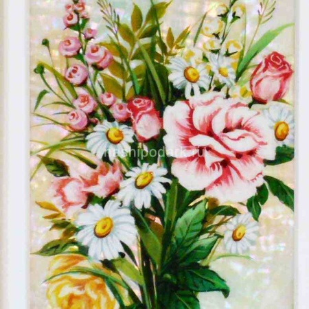 Гравюра на перламутре "Полевые цветы Ромашки" 27х20см Арт. 290119165