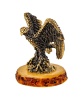 Фигурка из латуни с янтарем Птица Орел покоритель степей 45х40 мм. арт. 2089