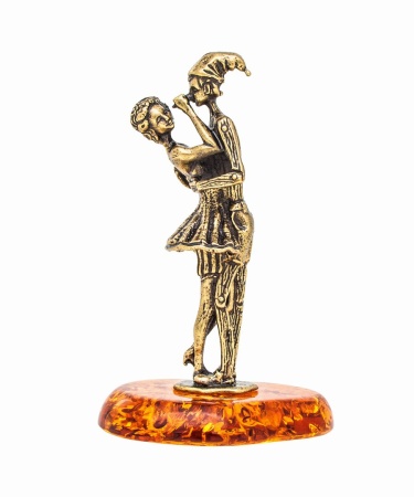 Фигурка из латуни с янтарем Буратино и Мальвина 48х76 мм. арт. 274
