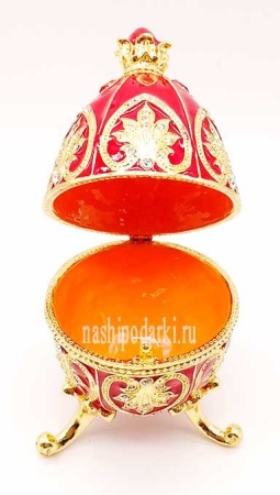 Яйцо Фаберже "Лилии" красное 11см арт. 6434671 