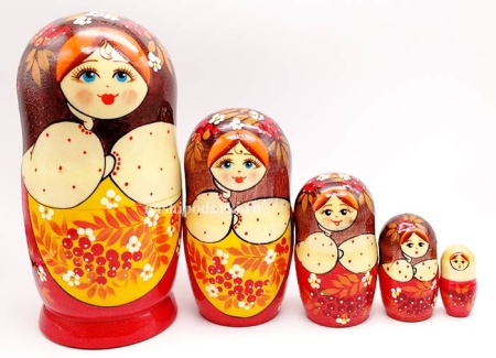 Матрешка цветы 5 мест 17см арт. 9861276