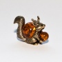 Фигурка из латуни с янтарем Белочка арт. 190