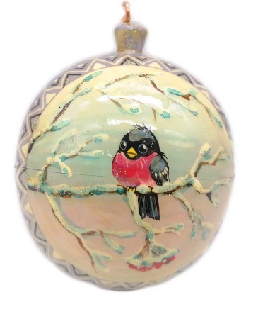 Елочный шар деревянный, открывающийся 8 см. арт.