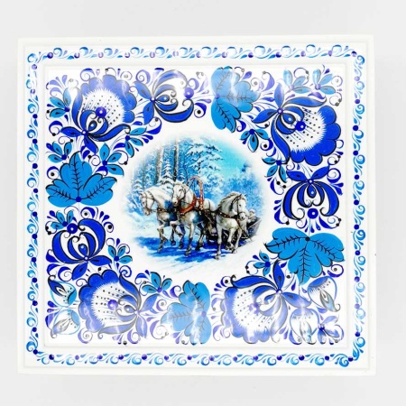 Шкатулка под гжель "Тройка"  17х17х8 см. арт. 52879