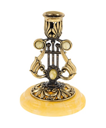 Подсвечник Арфа из янтаря 50х70 мм. арт. 2721