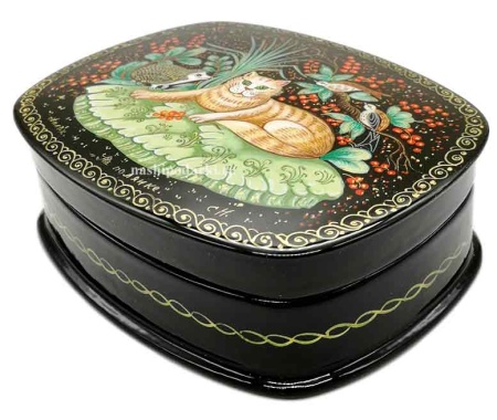 Шкатулка Палех "На полянке" 11х8х4 см. арт. 90205 