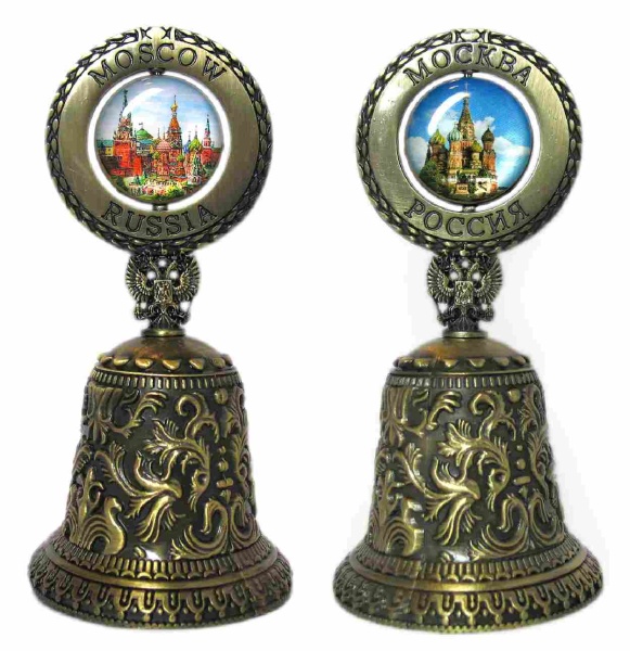 Колокольчик "Москва" с цветной вставкой, высота 9,5 см арт. 78554