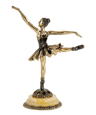 Фигурка из латуни с янтарем Балерина большая 3 95х115 мм. арт. 2560
