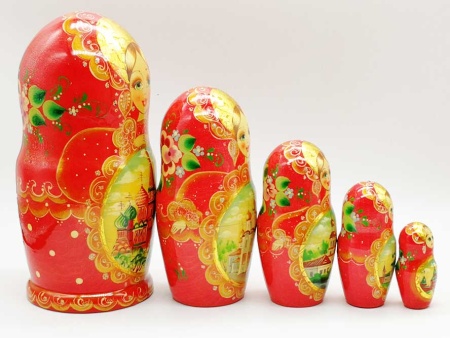 Матрешка "Красная Москва" 19 см. 5 мест арт. 74245