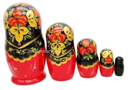 картинка Матрешка "Хохлома" 5 мест 18 см. арт. 987133 картинка Матрешка "Хохлома" 5 мест 18 см. арт. 987133