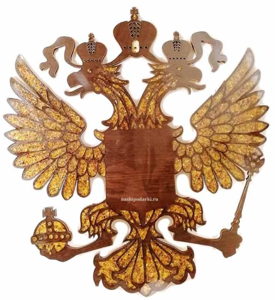 картинка Настенный герб России с насыпным янтарем магазин 
