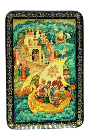 Шкатулка лаковая "Заморские гости" 10х16 см. арт. 856333
